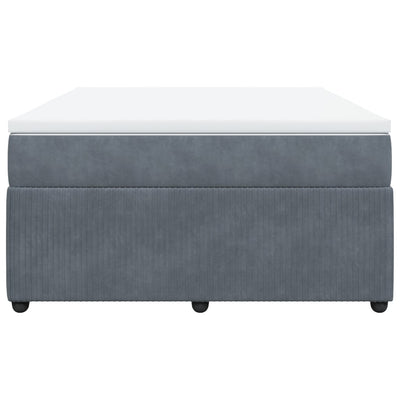 Box Spring Bed with Mattress Dark Grey Queen Velvet