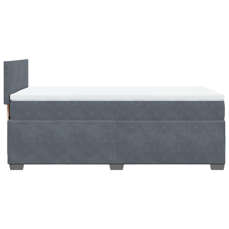 Box Spring Bed with Mattress Dark Grey King Single Fabric