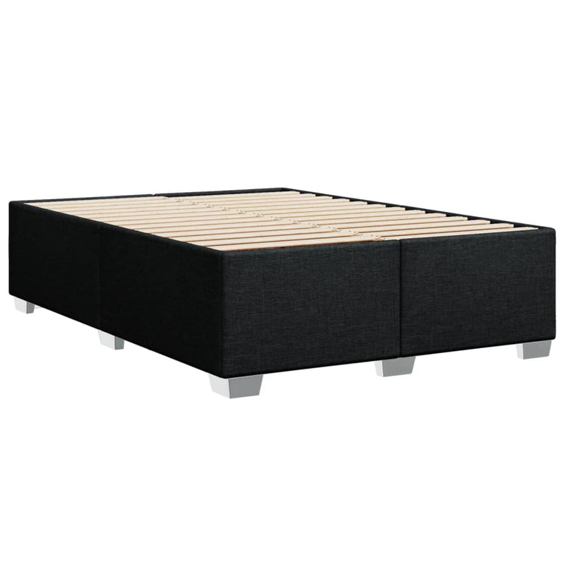 Box Spring Bed with Mattress Black Double Fabric