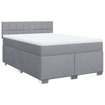 Box Spring Bed with Mattress Dark Grey Double Fabric