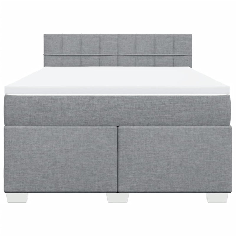 Box Spring Bed with Mattress Dark Grey Double Fabric