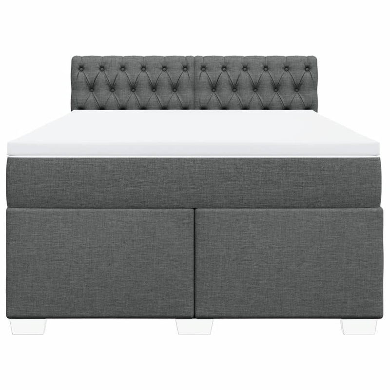 Box Spring Bed with Mattress Black Double Fabric