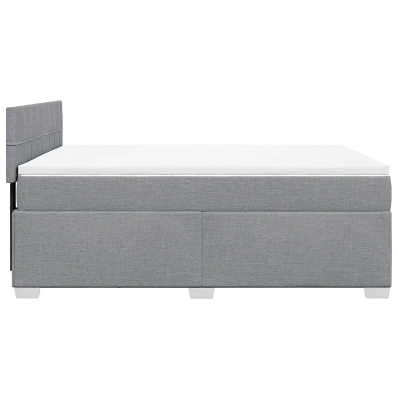 Box Spring Bed with Mattress Dark Grey Queen Fabric