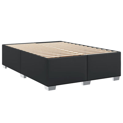 Box Spring Bed with Mattress Black Double Faux Leather