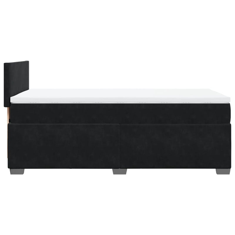 Box Spring Bed with Mattress Black King Single Velvet