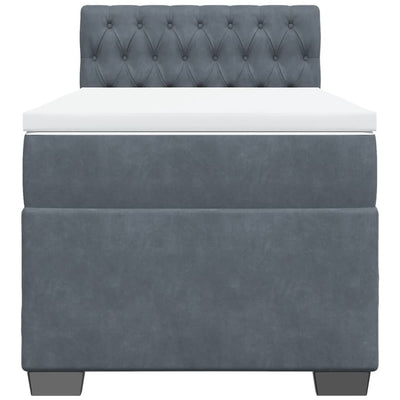 Box Spring Bed with Mattress Dark Grey King Single Velvet