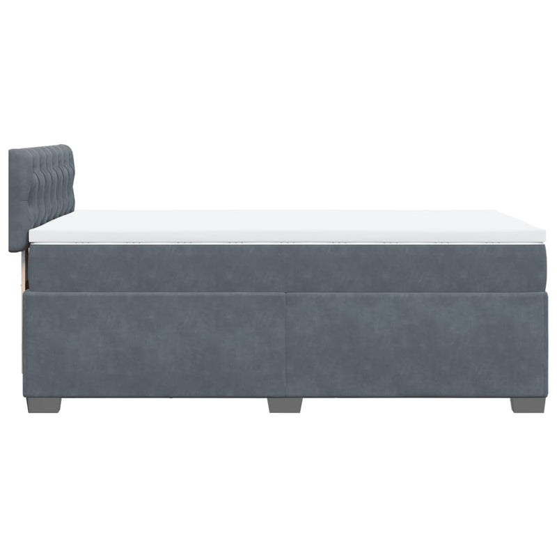 Box Spring Bed with Mattress Dark Grey King Single Velvet