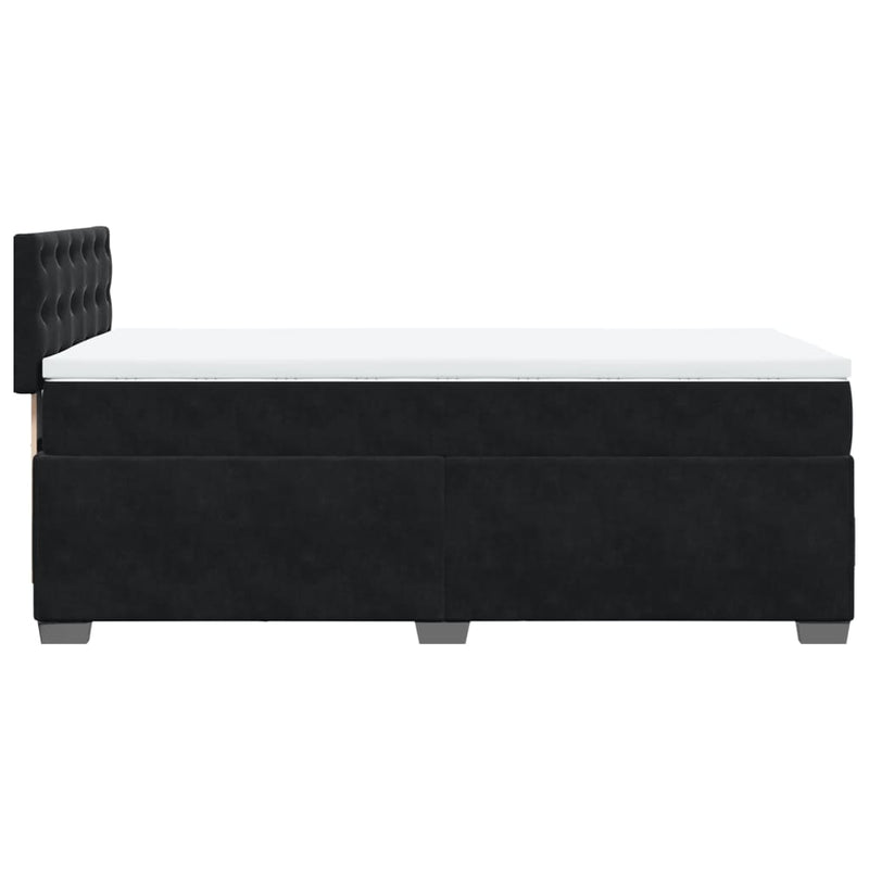 Box Spring Bed with Mattress Black King Single Velvet