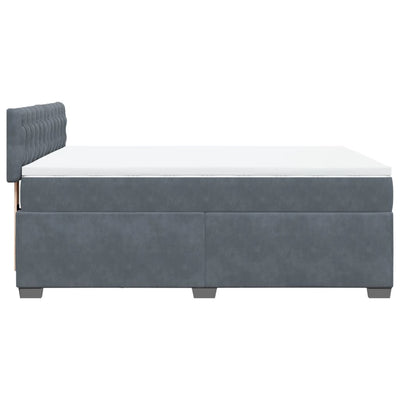 Box Spring Bed with Mattress Dark Grey Double Velvet