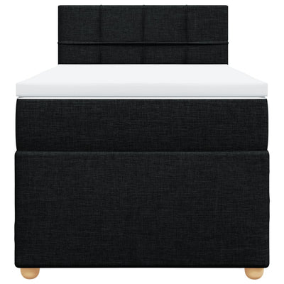 Box Spring Bed with Mattress Black King Single Fabric