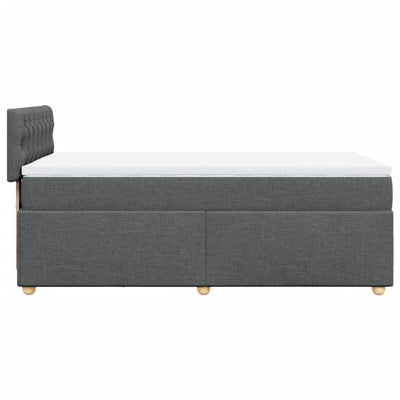 Box Spring Bed with Mattress Dark Grey King Single Fabric