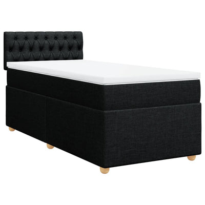 Box Spring Bed with Mattress Black King Single Fabric