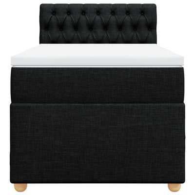 Box Spring Bed with Mattress Black King Single Fabric