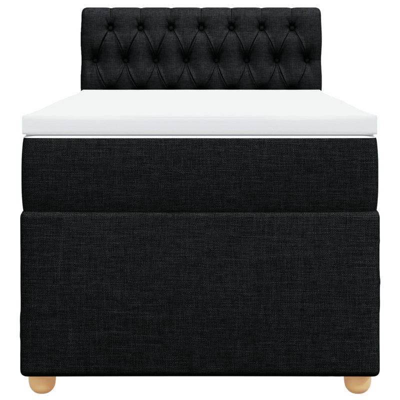 Box Spring Bed with Mattress Black King Single Fabric