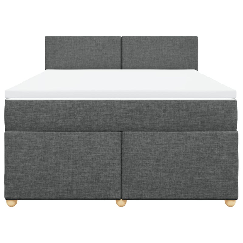 Box Spring Bed with Mattress Dark Grey Double Fabric