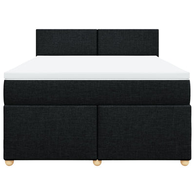 Box Spring Bed with Mattress Black Double Fabric