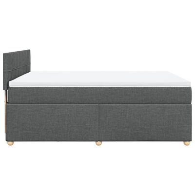 Box Spring Bed with Mattress Dark Grey Double Fabric