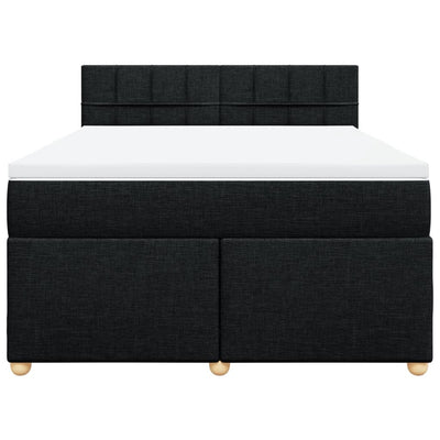 Box Spring Bed with Mattress Black Double Fabric