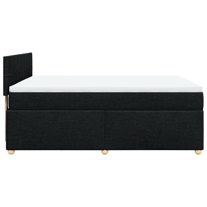 Box Spring Bed with Mattress Black Double Fabric