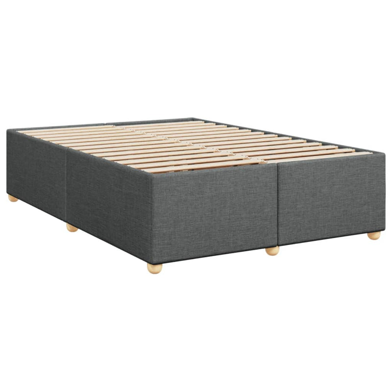 Box Spring Bed with Mattress Dark Grey Queen Fabric