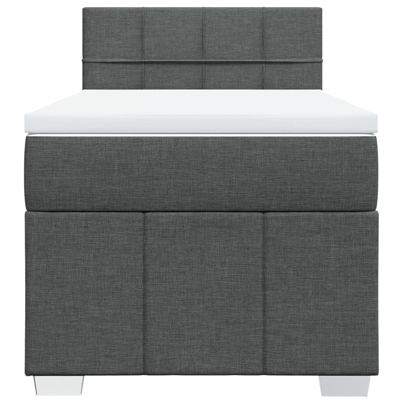 Box Spring Bed with Mattress Dark Grey King Single Fabric