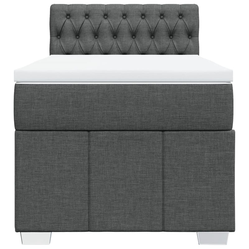 Box Spring Bed with Mattress Dark Grey King Single Fabric