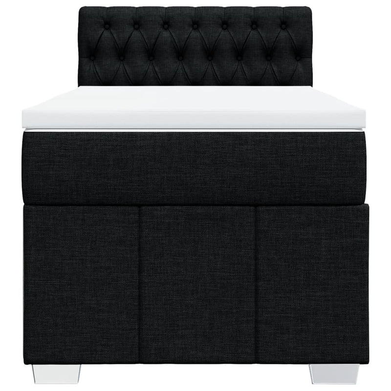 Box Spring Bed with Mattress Black King Single Fabric