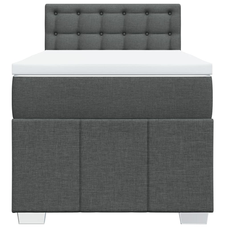 Box Spring Bed with Mattress Dark Grey King Single Fabric