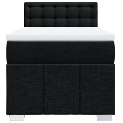 Box Spring Bed with Mattress Black King Single Fabric