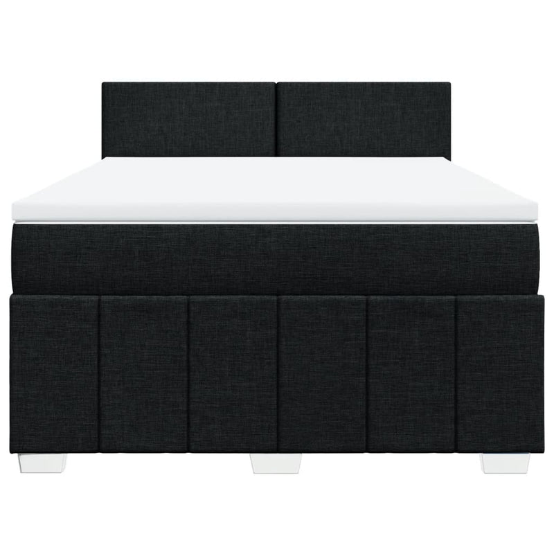 Box Spring Bed with Mattress Black Double Fabric