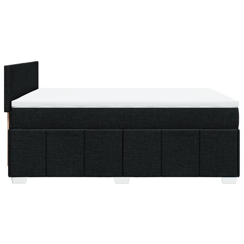 Box Spring Bed with Mattress Black Double Fabric