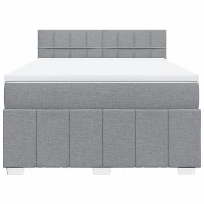 Box Spring Bed with Mattress Dark Grey Double Fabric