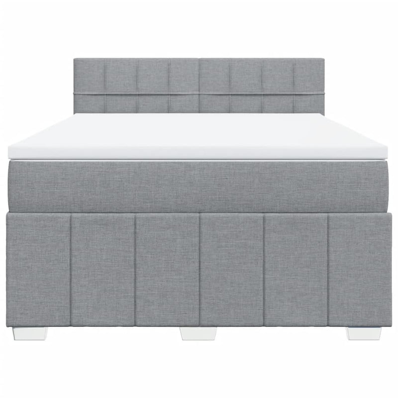 Box Spring Bed with Mattress Dark Grey Double Fabric