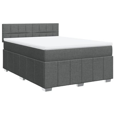 Box Spring Bed with Mattress Black Double Fabric