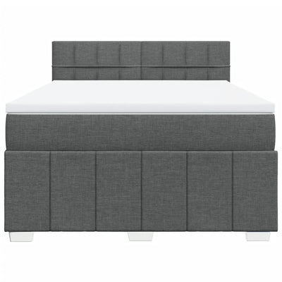 Box Spring Bed with Mattress Black Double Fabric