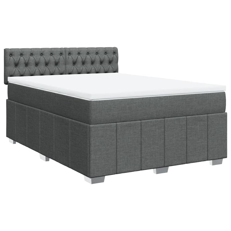 Box Spring Bed with Mattress Black Double Fabric