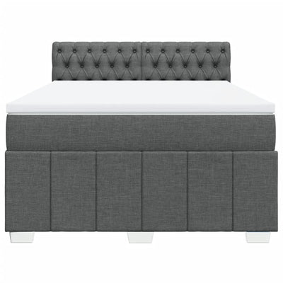 Box Spring Bed with Mattress Black Double Fabric