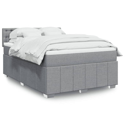 Box Spring Bed with Mattress Dark Grey Double Fabric