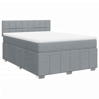 Box Spring Bed with Mattress Dark Grey Queen Fabric