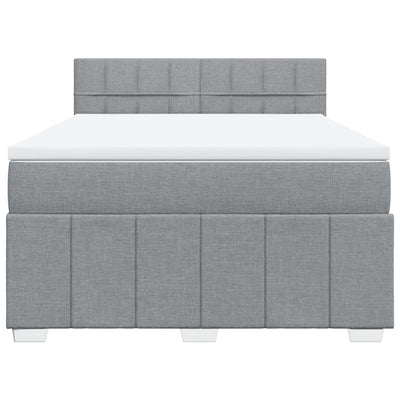 Box Spring Bed with Mattress Dark Grey Queen Fabric