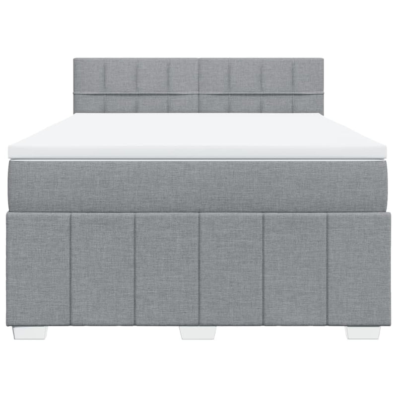 Box Spring Bed with Mattress Dark Grey Queen Fabric