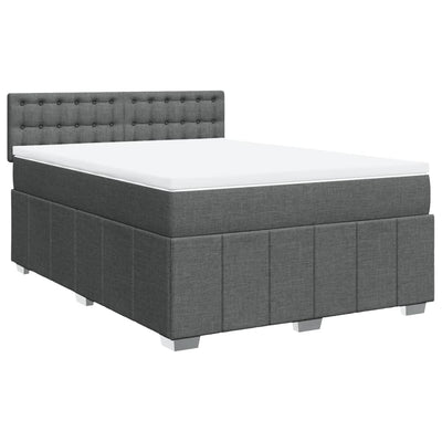 Box Spring Bed with Mattress Black Queen Fabric