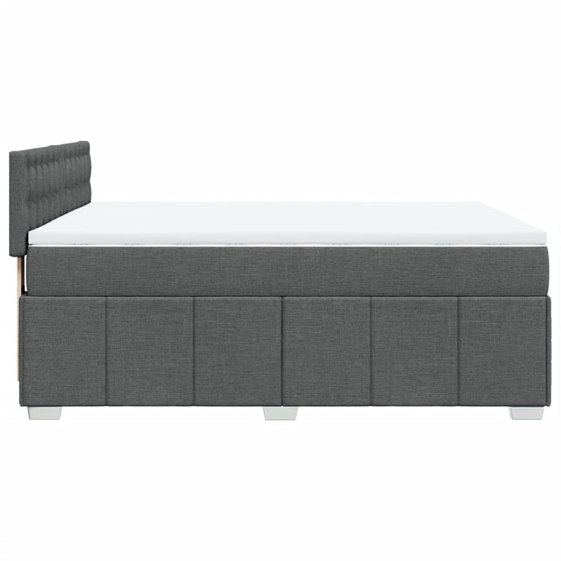 Box Spring Bed with Mattress Black Queen Fabric