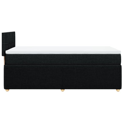 Box Spring Bed with Mattress Black King Single Fabric