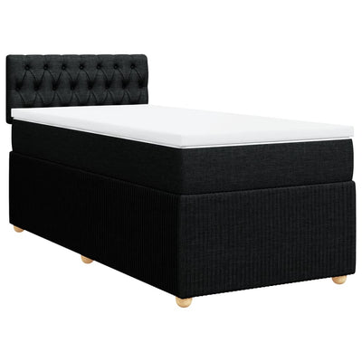 Box Spring Bed with Mattress Black King Single Fabric