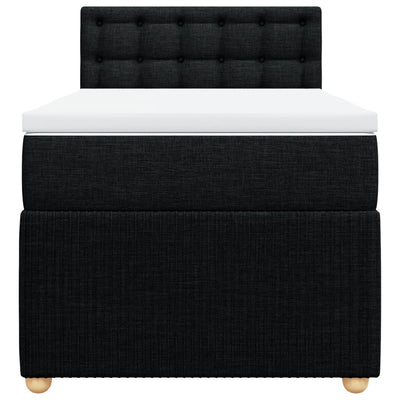 Box Spring Bed with Mattress Black King Single Fabric