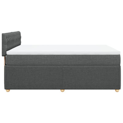 Box Spring Bed with Mattress Dark Grey Double Fabric