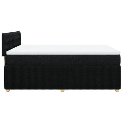 Box Spring Bed with Mattress Black Double Fabric