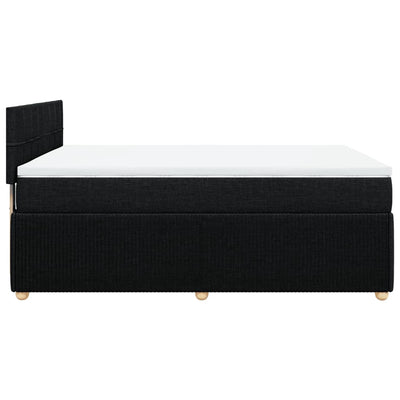 Box Spring Bed with Mattress Black Queen Fabric