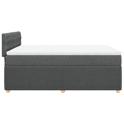 Box Spring Bed with Mattress Dark Grey Queen Fabric